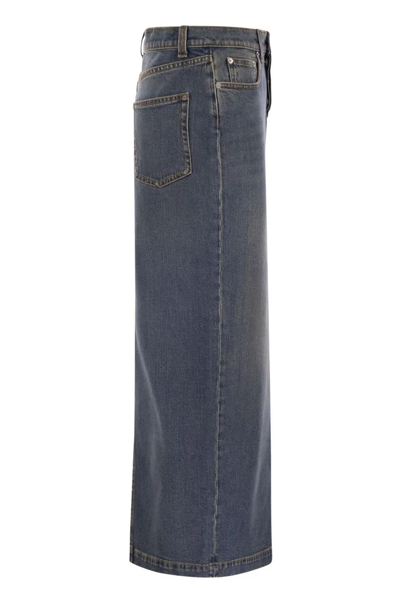 LONG DENIM SKIRT WITH BACK SLIT sold by Lord & Taylor product image thumbnail 3
