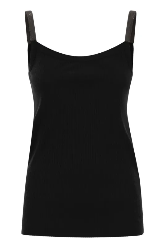 STRETCH COTTON RIBBED JERSEY TOP WITH PRECIOUS STRAPS sold by Lord & Taylor