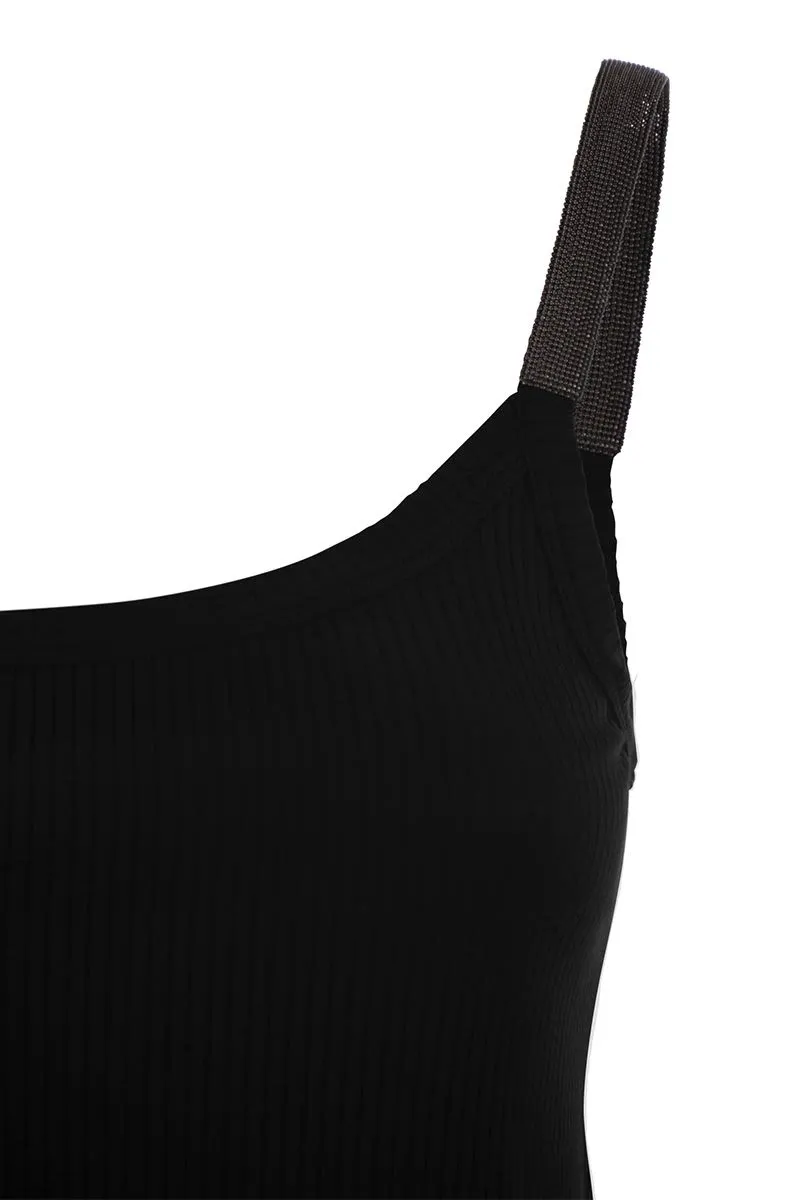 STRETCH COTTON RIBBED JERSEY TOP WITH PRECIOUS STRAPS sold by Lord & Taylor product image thumbnail 4
