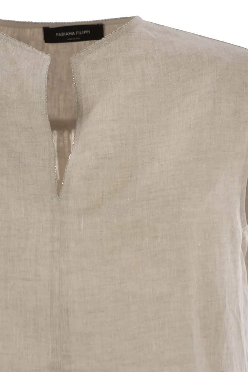 LINEN SLEEVELESS TOP sold by Lord & Taylor product image thumbnail 4