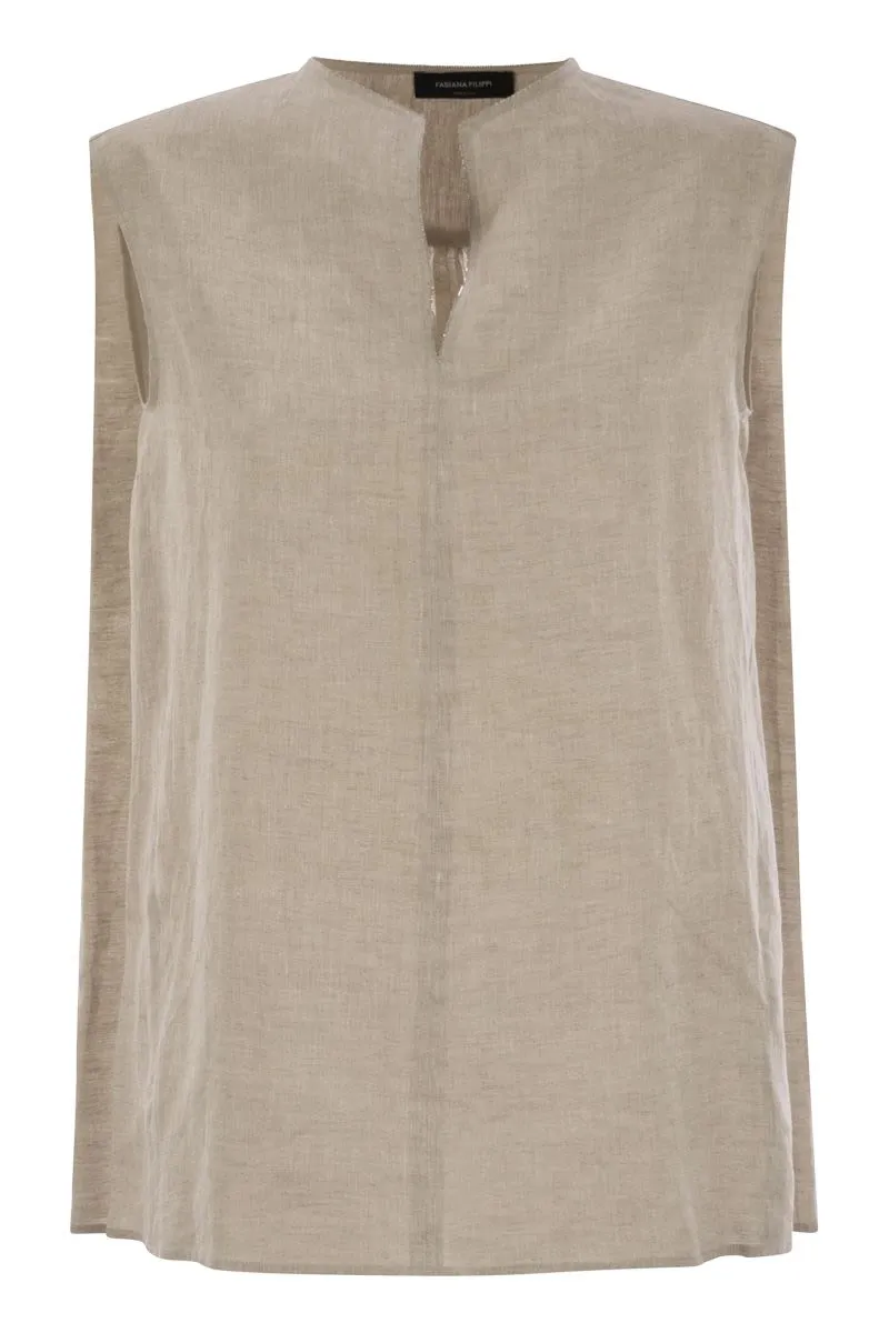 LINEN SLEEVELESS TOP sold by Lord & Taylor