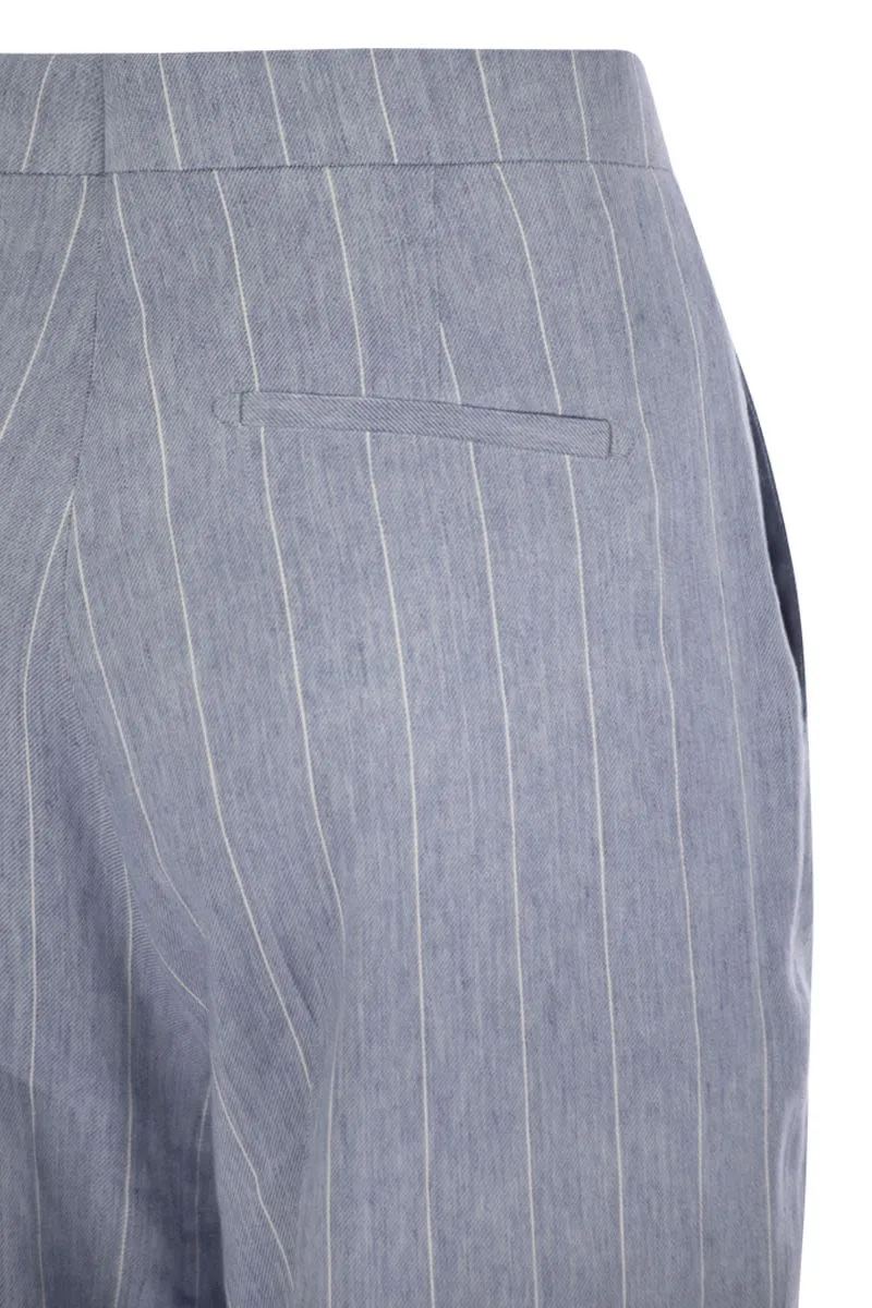 PINSTRIPE TROUSERS IN LINEN AND STRETCH COTTON sold by Lord & Taylor product image thumbnail 4