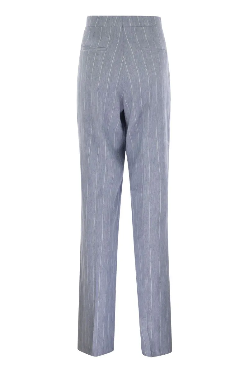 PINSTRIPE TROUSERS IN LINEN AND STRETCH COTTON sold by Lord & Taylor product image thumbnail 2