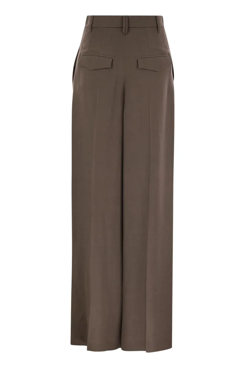 SARTORIAL WIDE TROUSERS IN FLUID VISCOSE AND LINEN TWILL sold by Lord & Taylor product image thumbnail 2