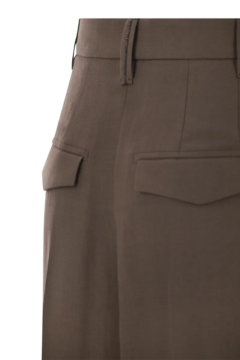 SARTORIAL WIDE TROUSERS IN FLUID VISCOSE AND LINEN TWILL sold by Lord & Taylor product image thumbnail 4