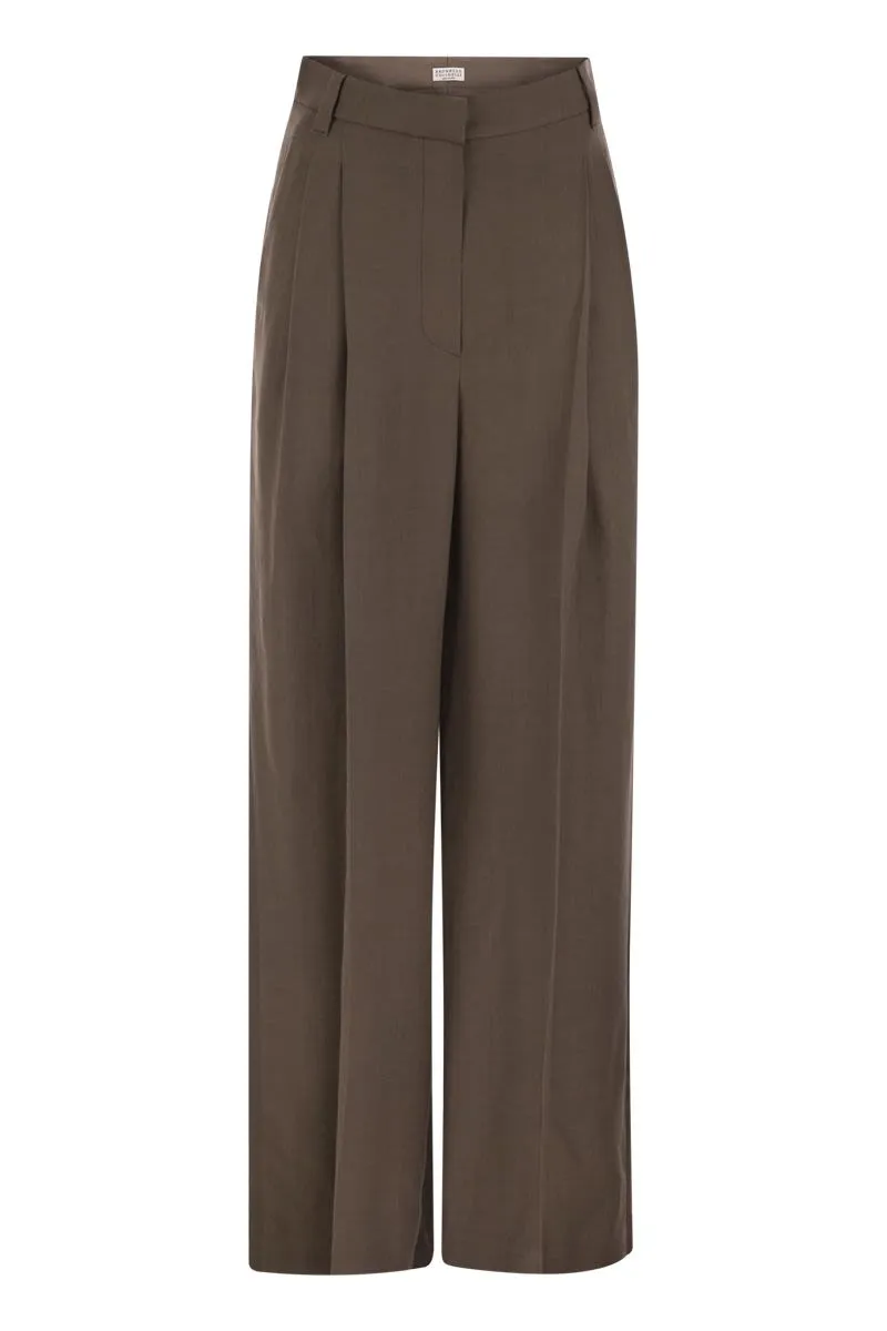 SARTORIAL WIDE TROUSERS IN FLUID VISCOSE AND LINEN TWILL sold by Lord & Taylor