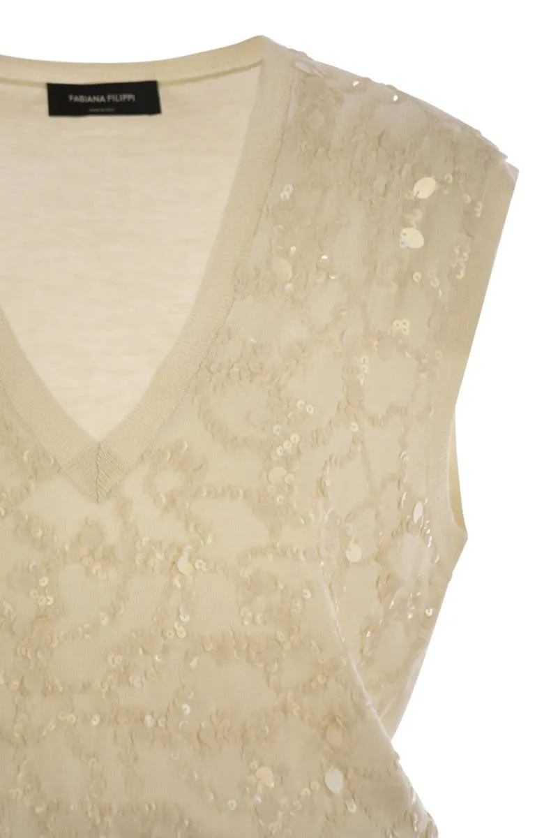 WOOL AND COTTON WAISTCOAT WITH SEQUINS sold by Lord & Taylor product image thumbnail 4