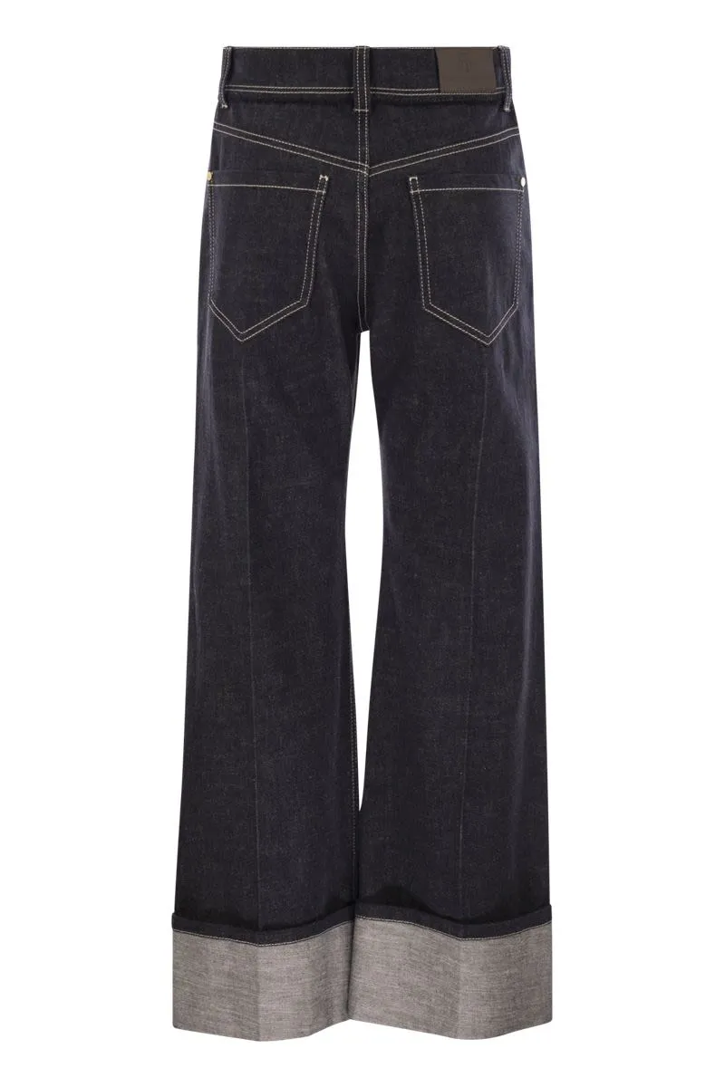 CROP DENIM TROUSERS WITH TURN-UPS sold by Lord & Taylor product image thumbnail 2
