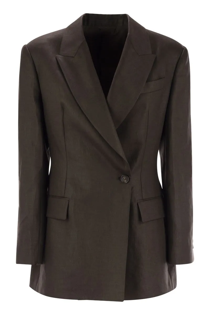 SHINY LINEN TWILL JACKET WITH NECKLACE sold by Lord & Taylor
