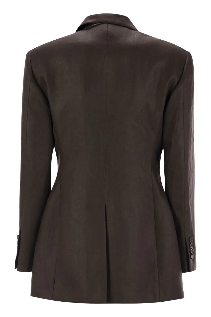 SHINY LINEN TWILL JACKET WITH NECKLACE sold by Lord & Taylor product image thumbnail 2