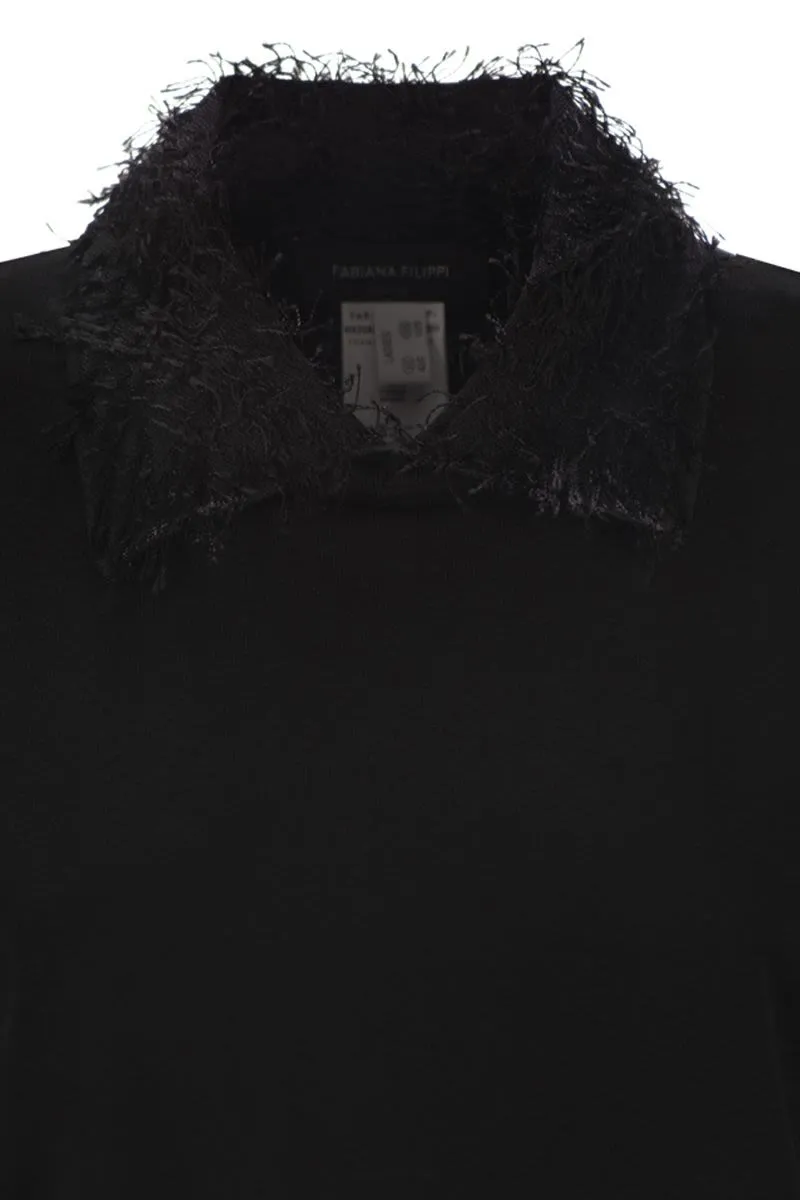 POLO SHIRT WITH FRAYED VISCOSE COLLAR sold by Lord & Taylor product image thumbnail 4