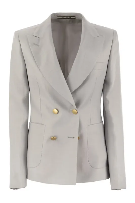 LINEN DOUBLE-BREASTED BLAZER sold by Lord & Taylor