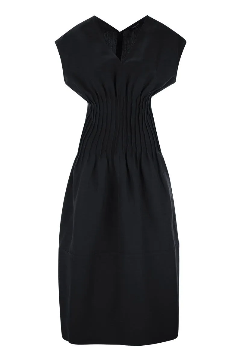 VISCOSE AND LINEN CORSET WAIST DRESS sold by Lord & Taylor