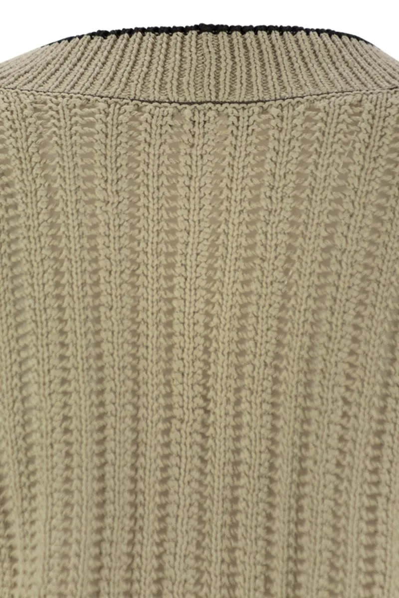 PERFORATED RIB COTTON KNIT CARDIGAN WITH JEWELLERY sold by Lord & Taylor product image thumbnail 4