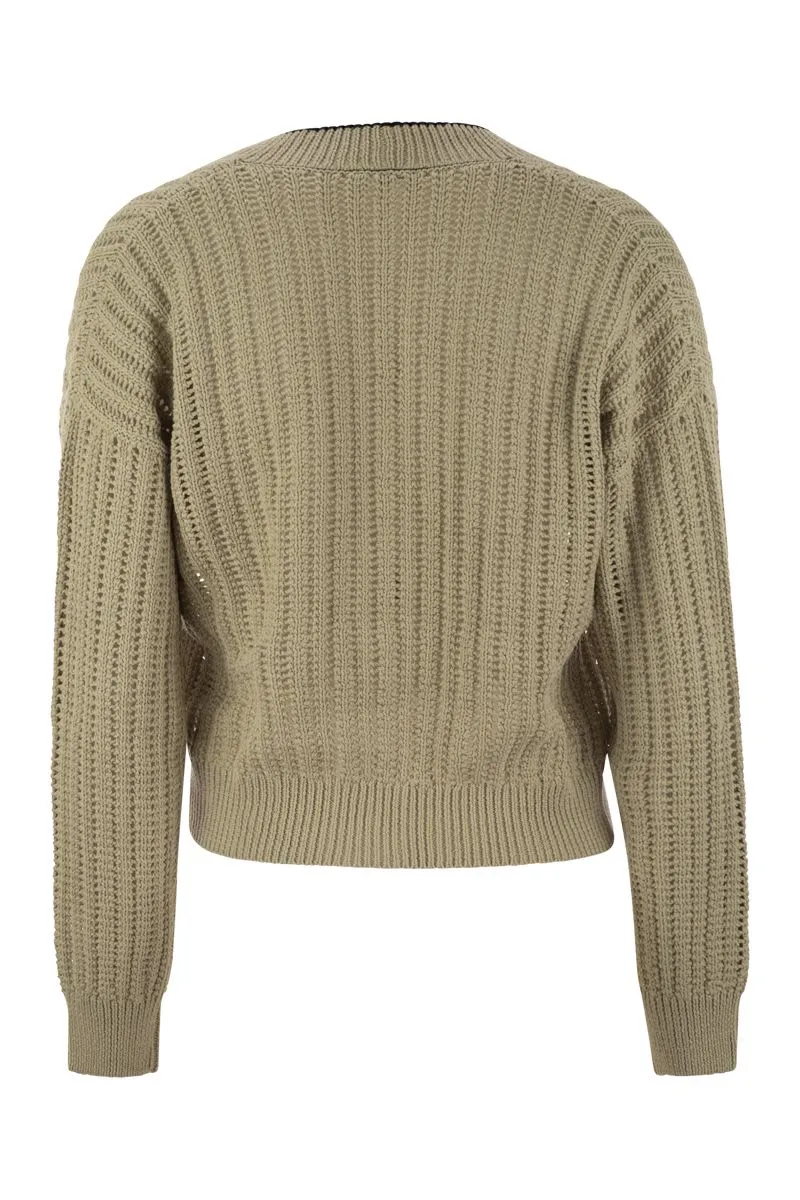 PERFORATED RIB COTTON KNIT CARDIGAN WITH JEWELLERY sold by Lord & Taylor product image thumbnail 2