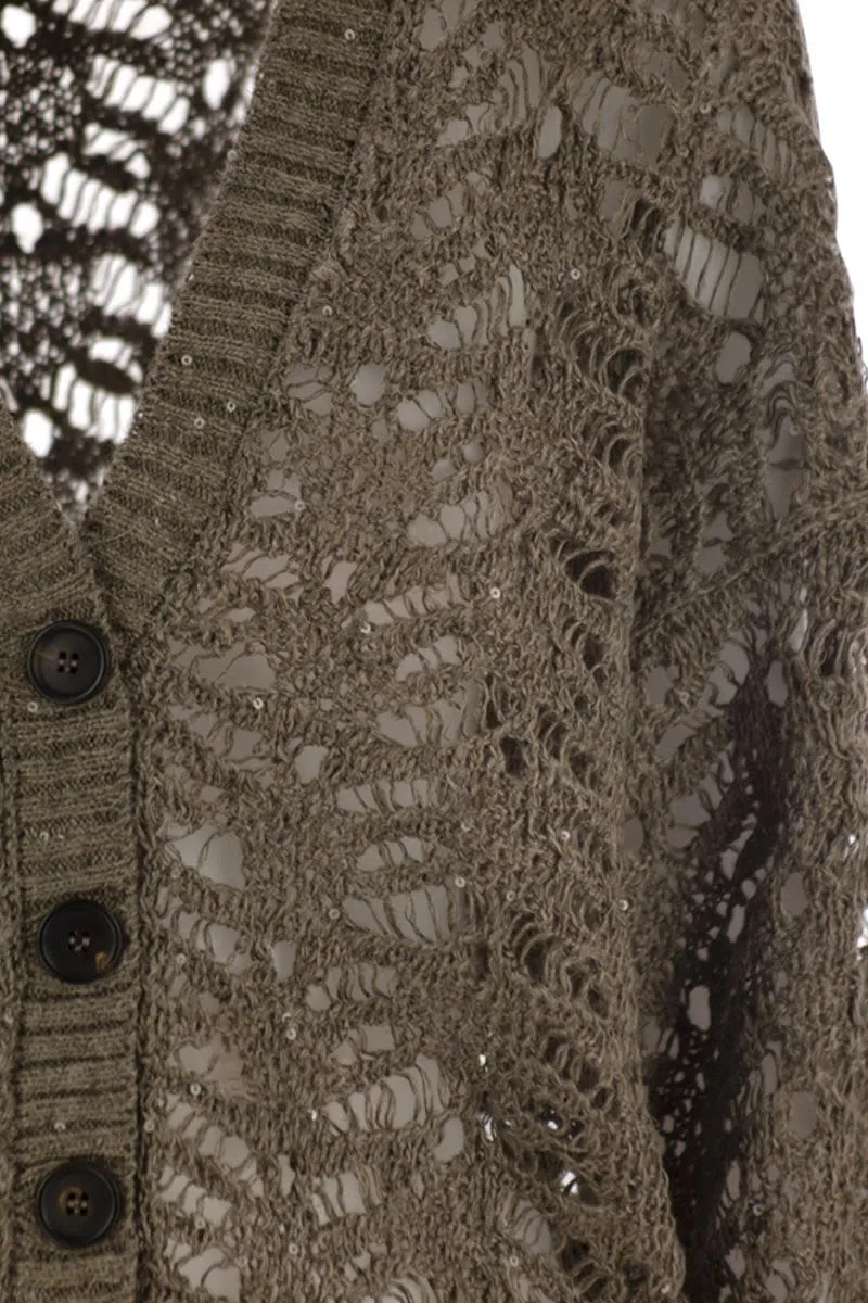 FOLIAGE LACE CARDIGAN IN LINEN AND SILK DIAMANTE sold by Lord & Taylor product image thumbnail 4