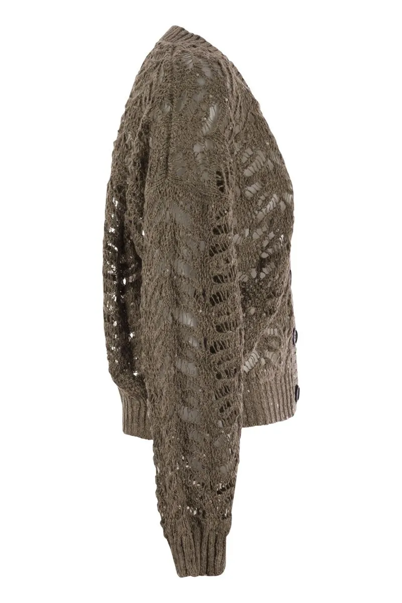 FOLIAGE LACE CARDIGAN IN LINEN AND SILK DIAMANTE sold by Lord & Taylor product image thumbnail 3