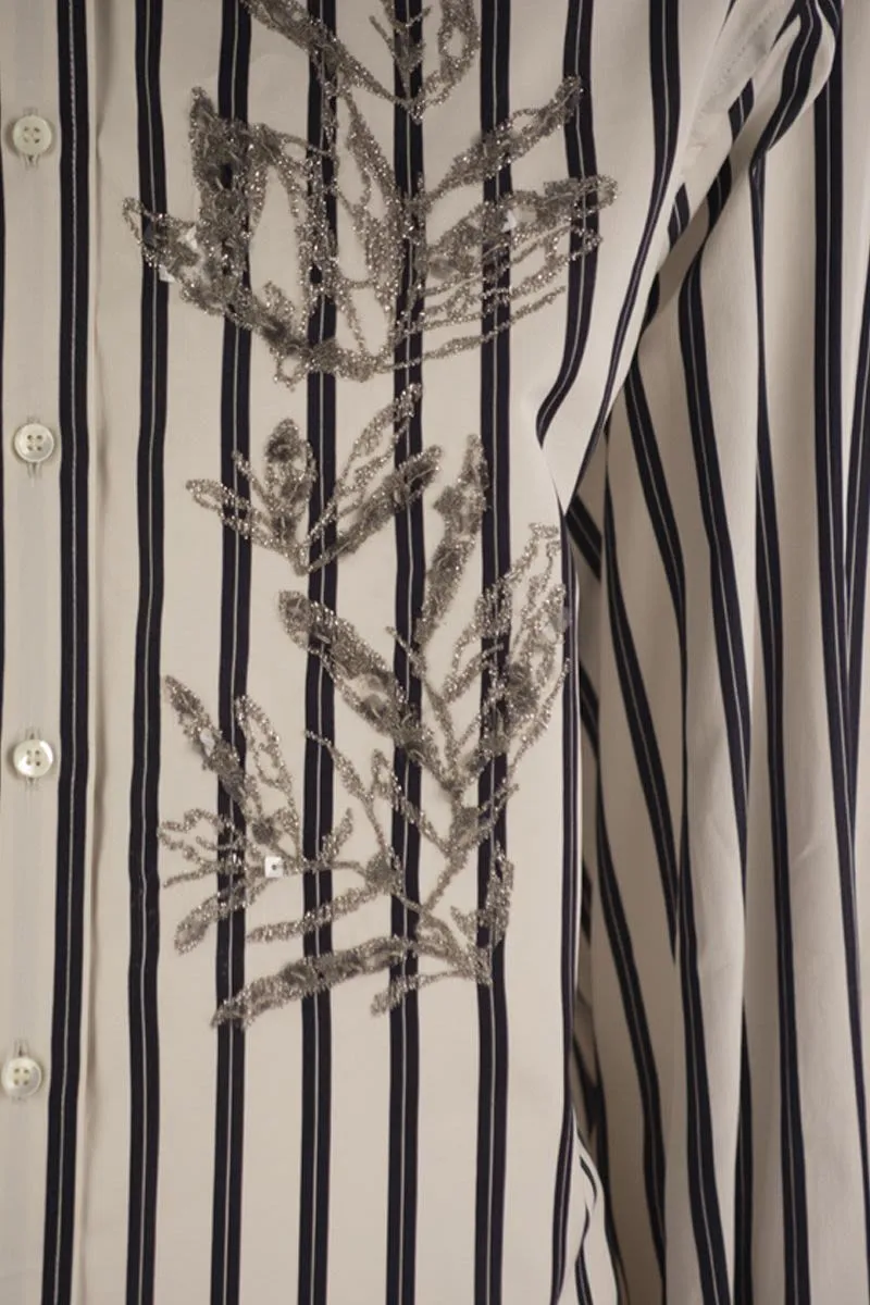 REGIMENTAL COTTON AND SILK POPLIN SHIRT WITH GLISTENING HERBARIUM EMBROIDERY sold by Lord & Taylor product image thumbnail 4