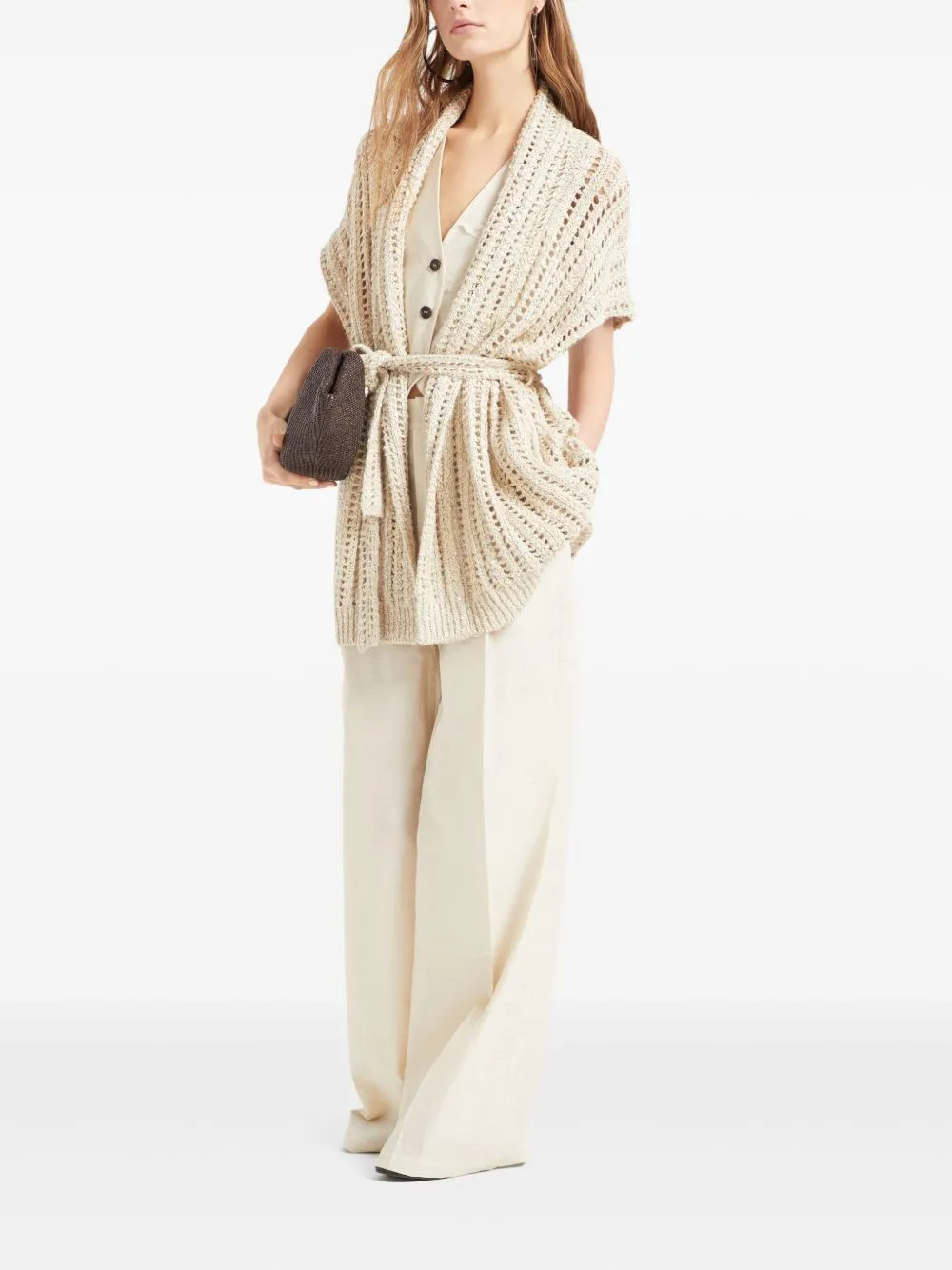 DAZZLING SILK AND LINEN PERFORATED RIB CARDIGAN sold by Lord & Taylor product image thumbnail 5