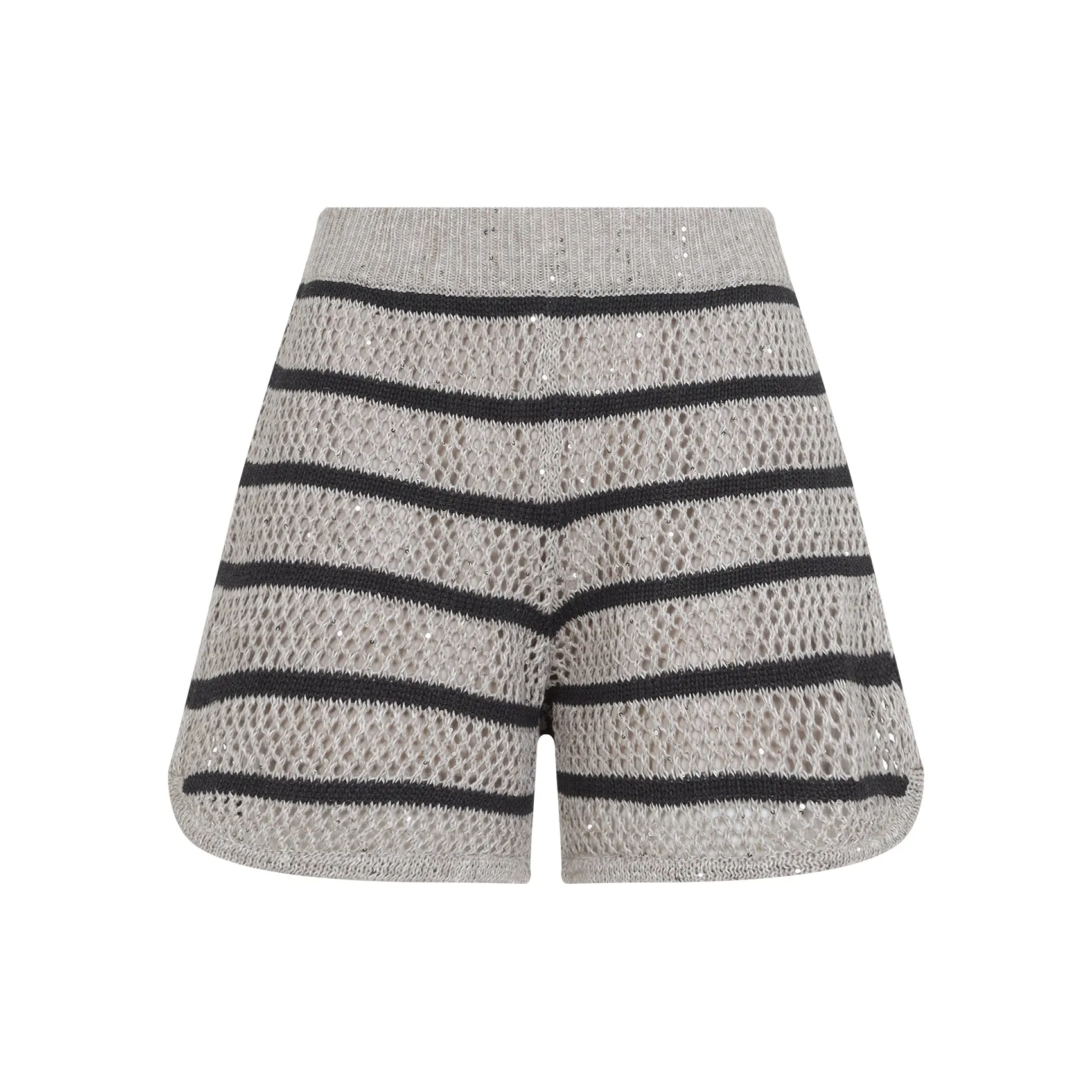 DAZZLING STRIPED NET LINEN SHORTS sold by Lord & Taylor