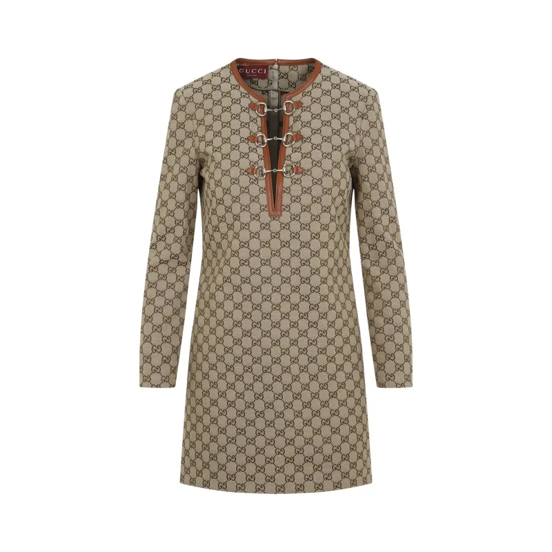 BEIGE DRESS IN GG FABRIC WITH CLIP DETAIL sold by Lord & Taylor