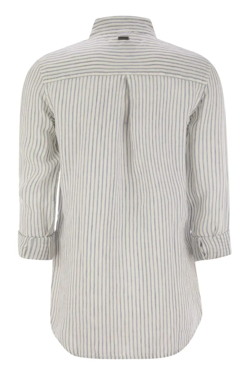 MARINE - LINEN STRIPED SHIRT sold by Lord & Taylor product image thumbnail 2
