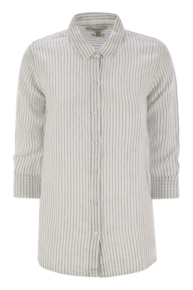MARINE - LINEN STRIPED SHIRT sold by Lord & Taylor