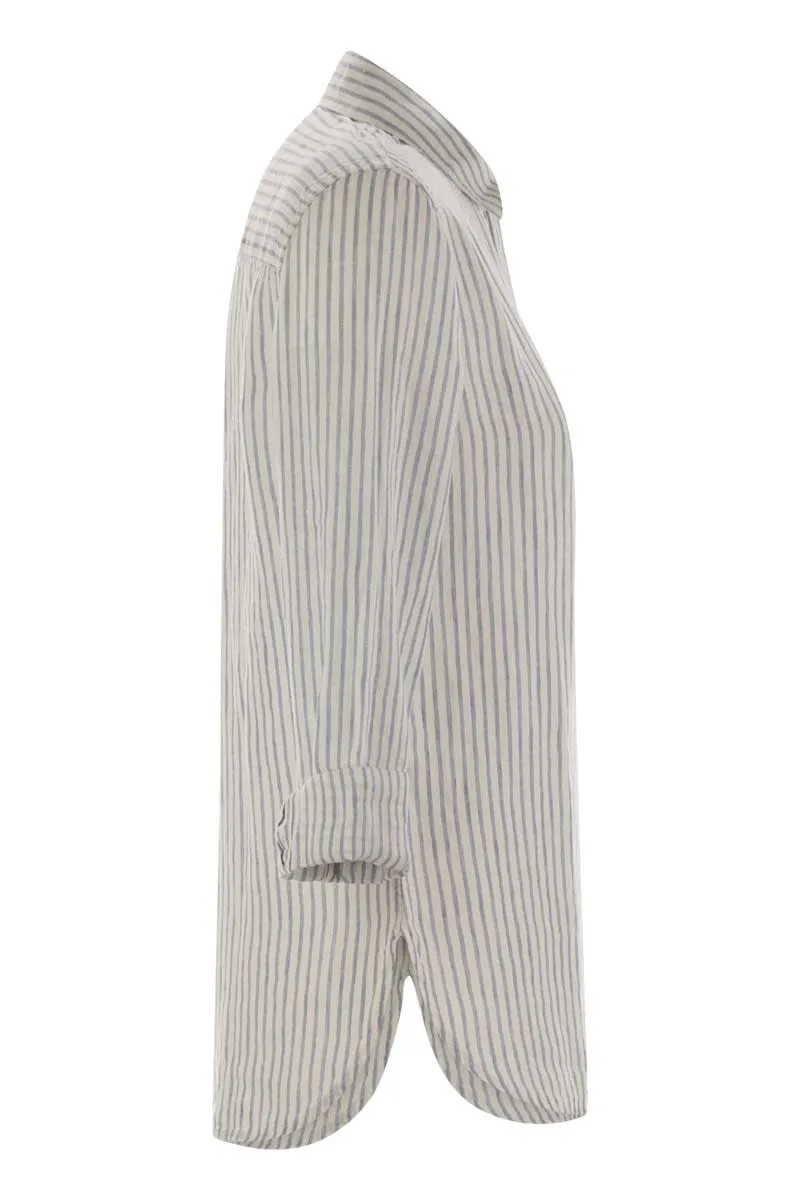 MARINE - LINEN STRIPED SHIRT sold by Lord & Taylor product image thumbnail 3