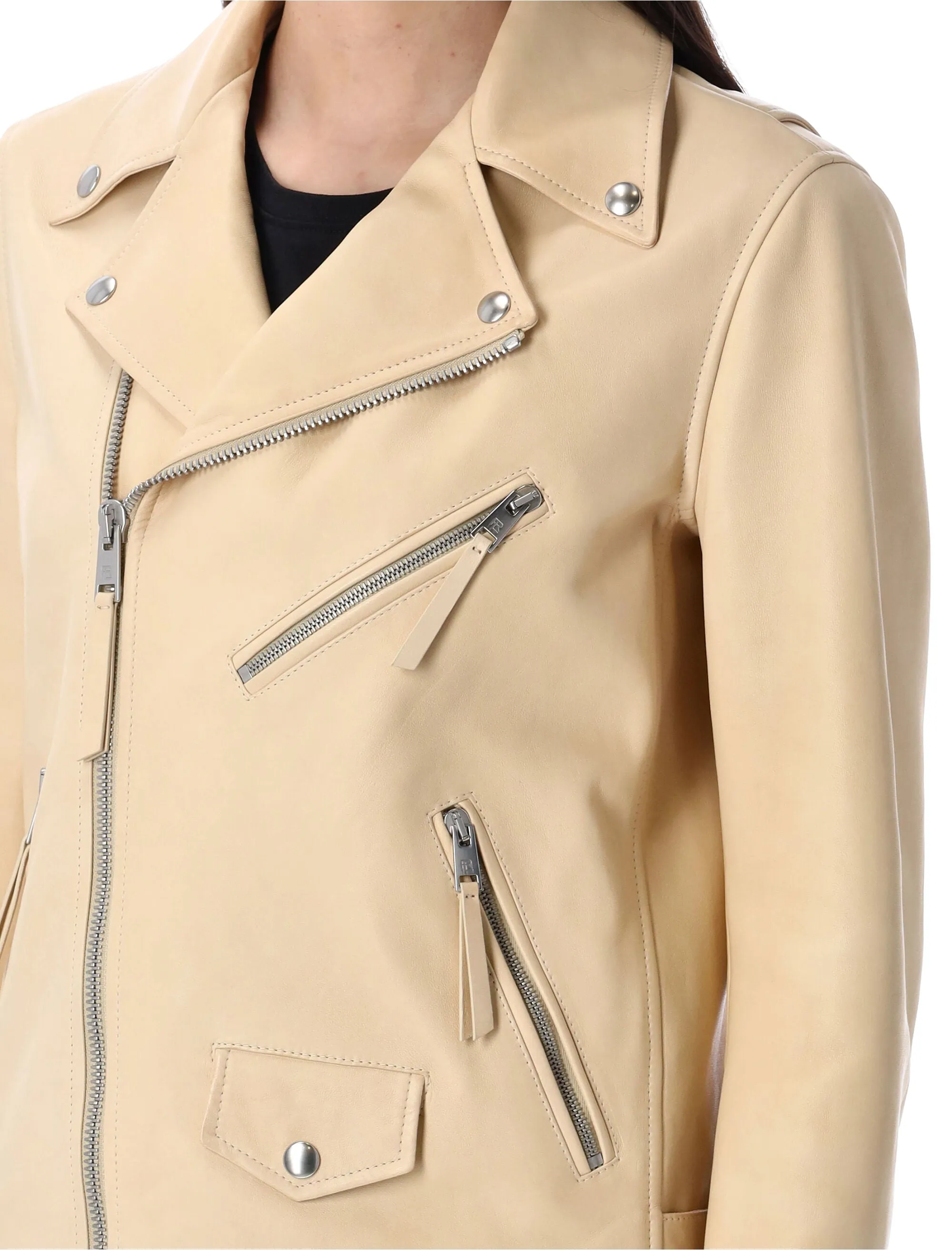 SHEEPSKIN LEATHER MOTO JACKET sold by Lord & Taylor product image thumbnail 3