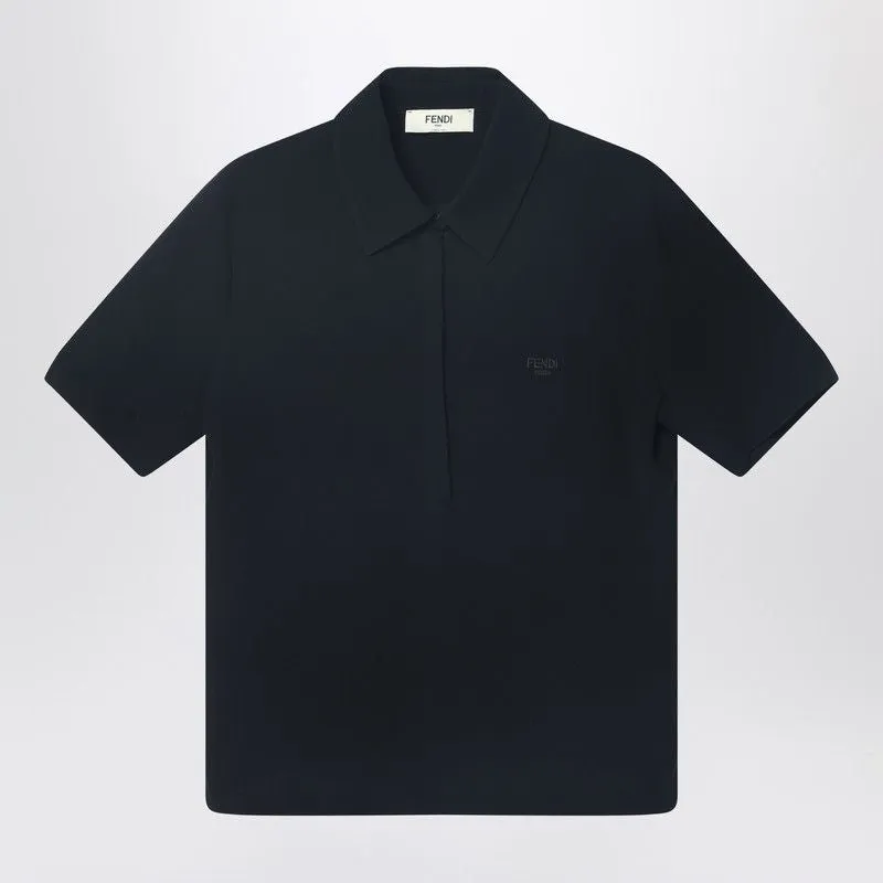 BLACK SILK CADY POLO T-SHIRT sold by Lord & Taylor