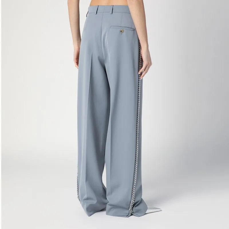 WIDE-LEG LIGHT GREY FALABELLA PANTS WITH CHAIN sold by Lord & Taylor product image thumbnail 2