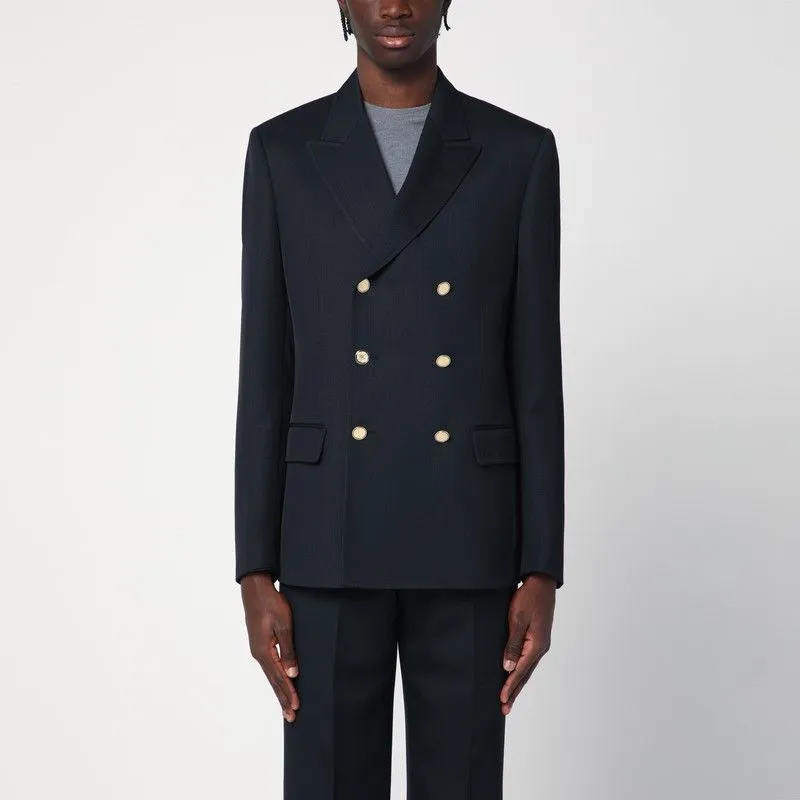 NAVY BLUE DOUBLE-BREASTED WOOL JACKET sold by Lord & Taylor