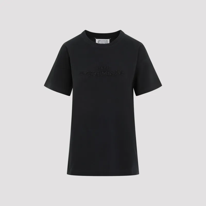 WASHED BLACK T-SHIRT WITH EMBROIDERED LOGO sold by Lord & Taylor