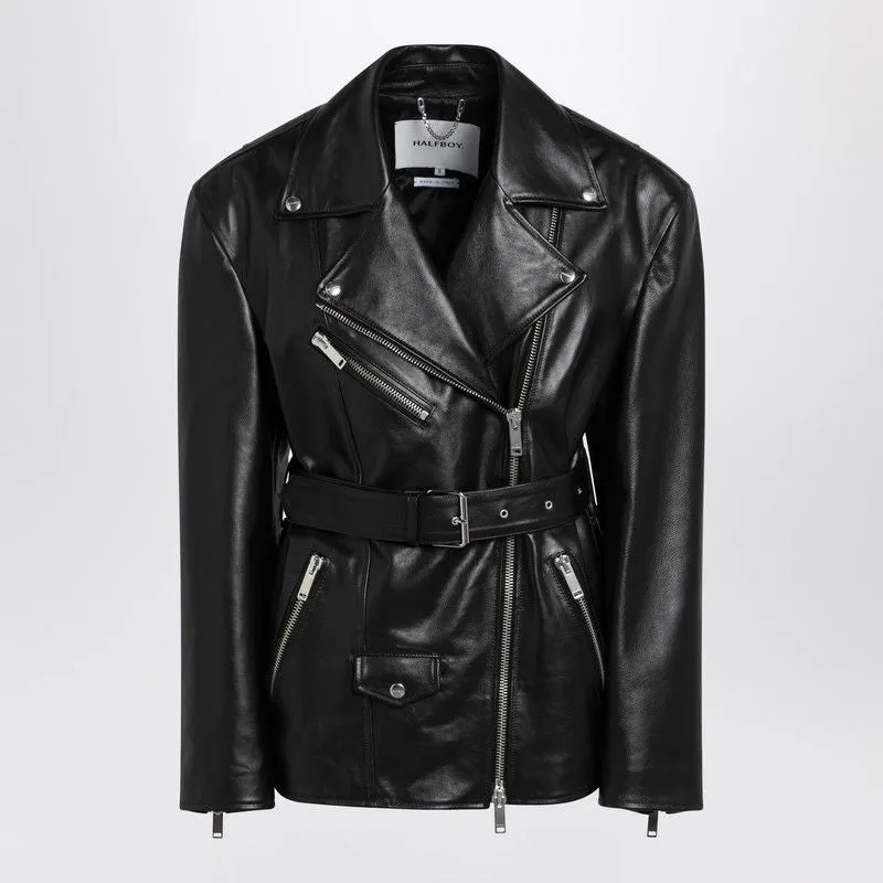 BLACK BELTED LEATHER JACKET sold by Lord & Taylor