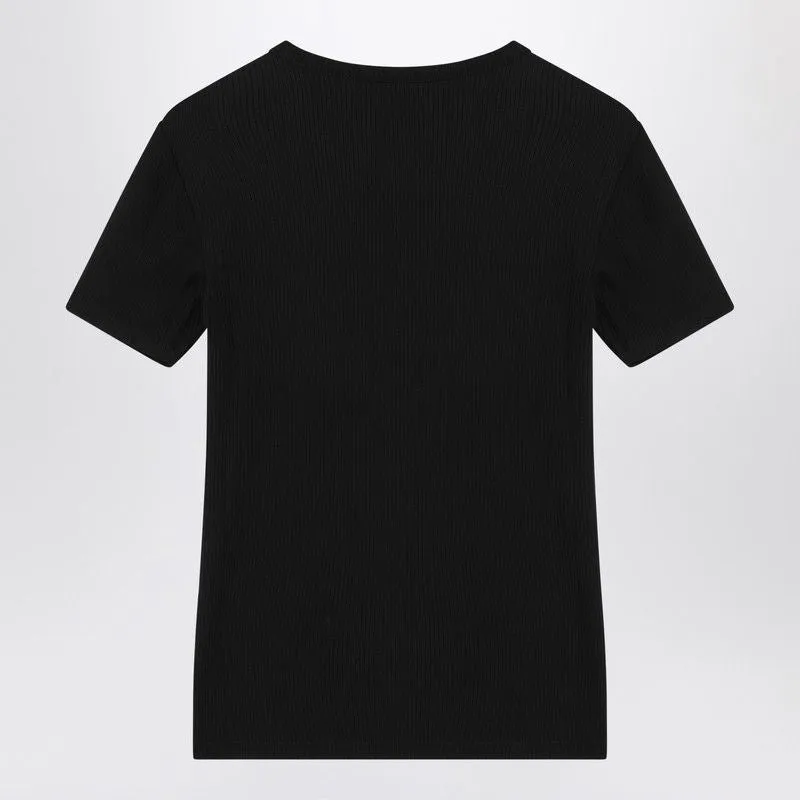 BLACK RIBBED T-SHIRT sold by Lord & Taylor product image thumbnail 2