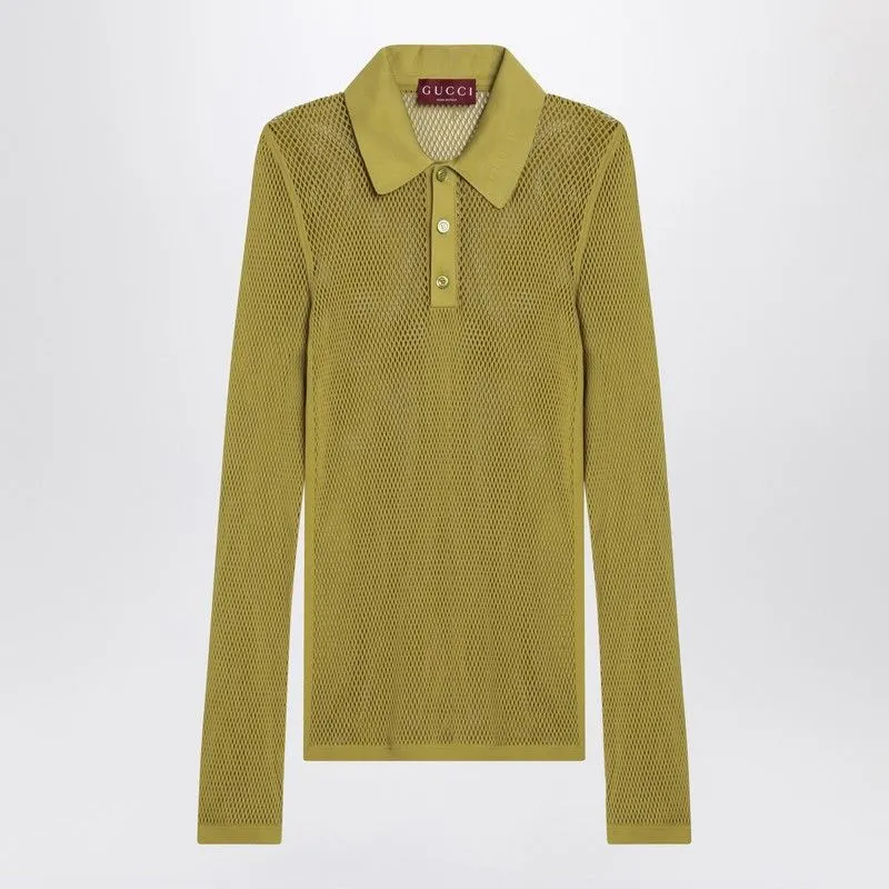 PISTACHIO GREEN PERFORATED TECHNICAL KNIT POLO sold by Lord & Taylor