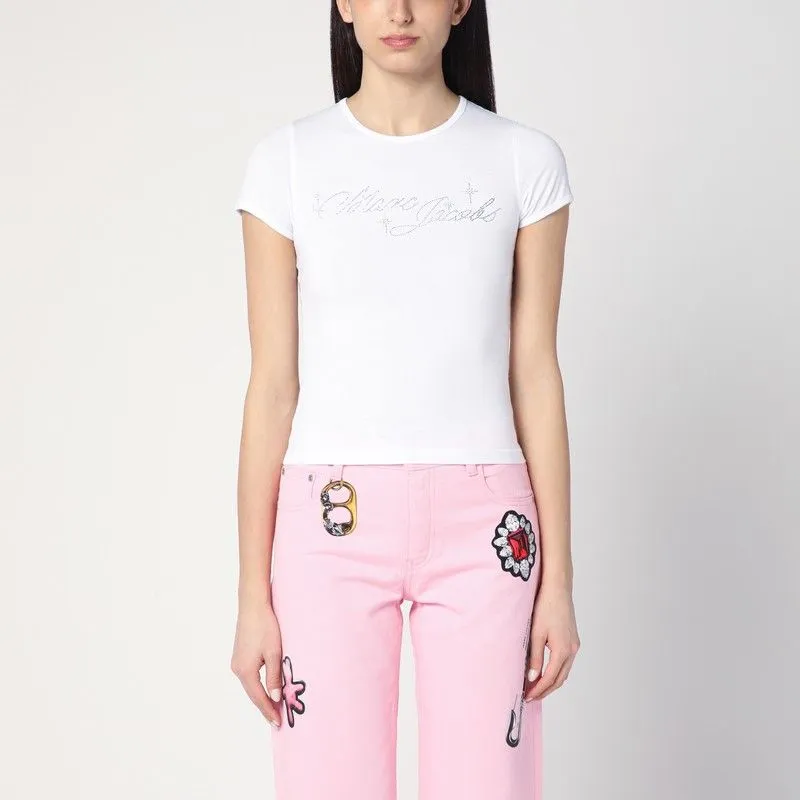 WHITE T-SHIRT WITH LOGO AND MICRO CRYSTALS sold by Lord & Taylor