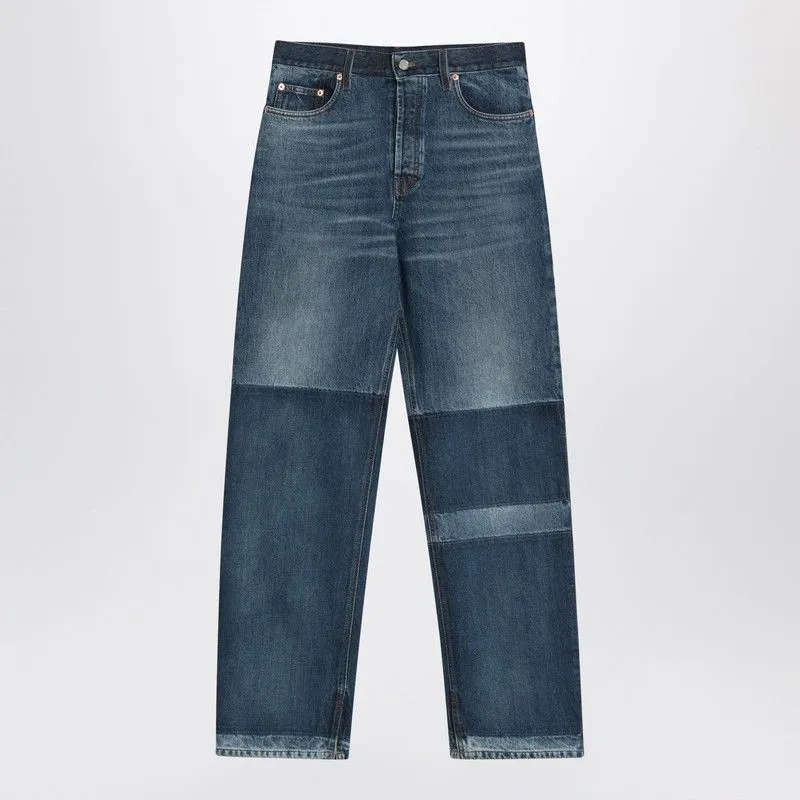 TWO-TONE WIDE-LEG JEANS WITH STONE-WASHED TREATMENT sold by Lord & Taylor