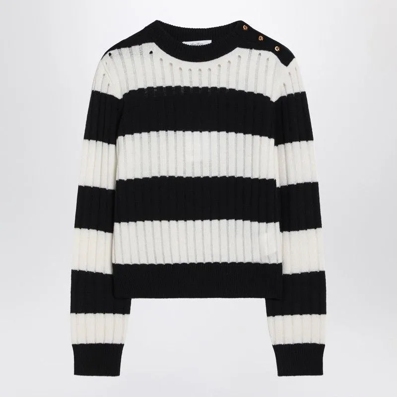 STRIPED CROP SWEATER IN WOOL AND CASHMERE sold by Lord & Taylor