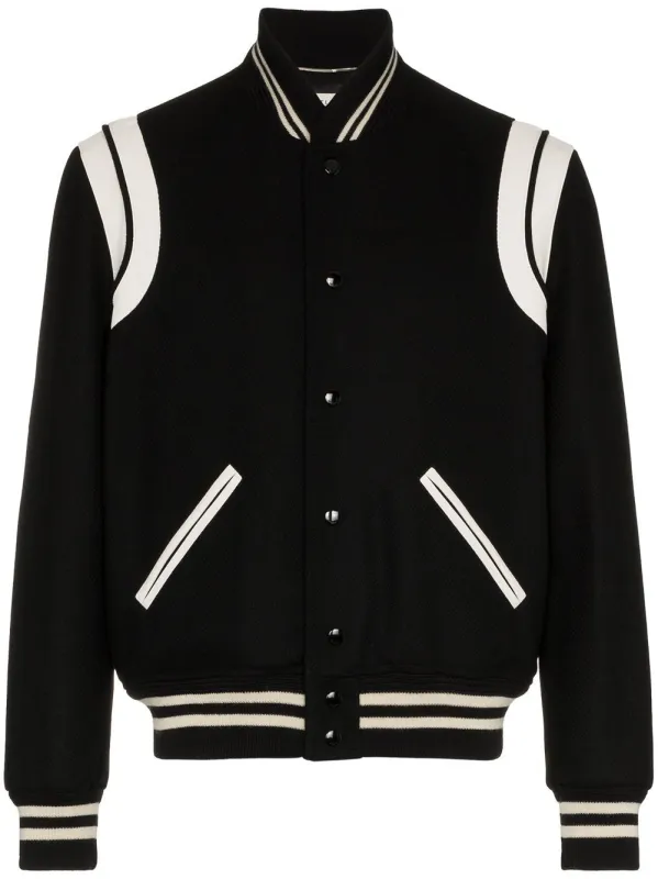 BLACK/WHITE WOOL BOMBER JACKET sold by Lord & Taylor