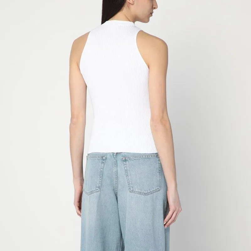WHITE RIBBED TANK TOP sold by Lord & Taylor product image thumbnail 2