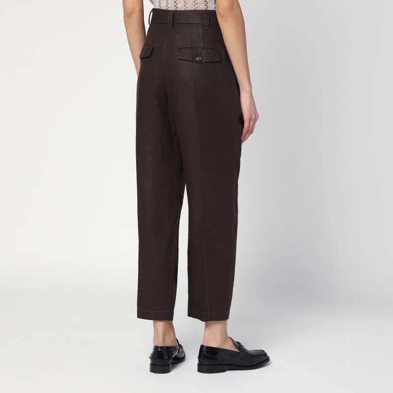 LINEN TROUSERS WITH BROWN BELT sold by Lord & Taylor product image thumbnail 2