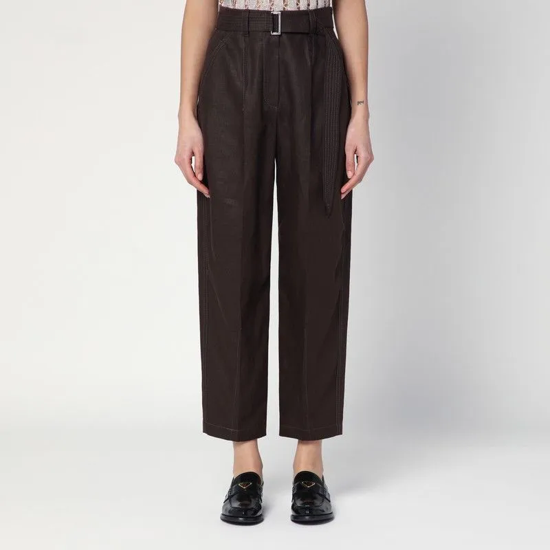 LINEN TROUSERS WITH BROWN BELT sold by Lord & Taylor
