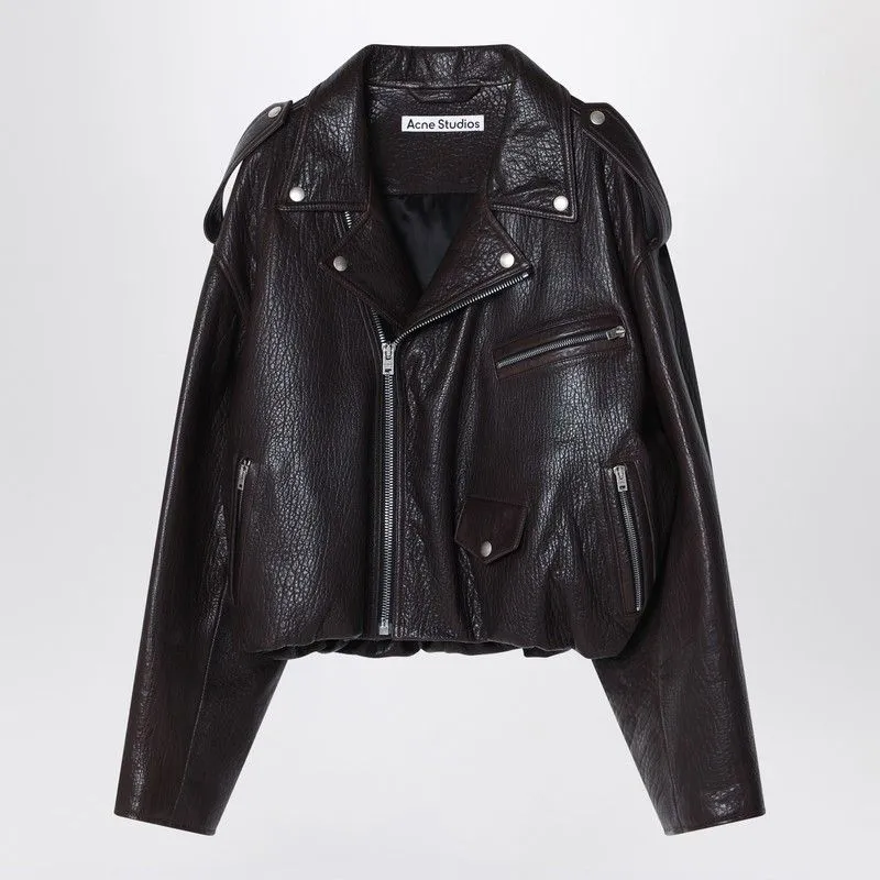 BROWN LEATHER OVER BOMBER JACKET sold by Lord & Taylor