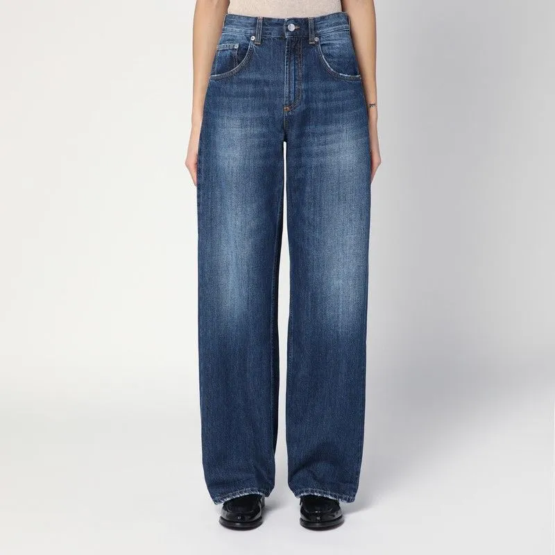 WIDE-LEG POP BLUE JEANS WITH WASHED EFFECT sold by Lord & Taylor