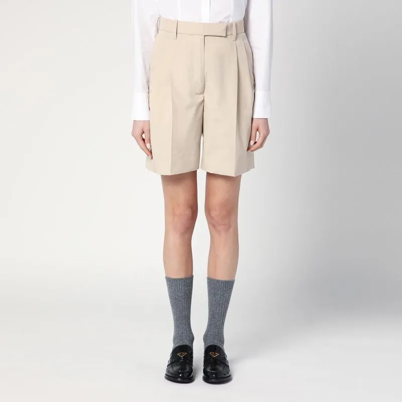 KHAKI BERMUDA SHORTS IN COTTON BLEND made by Thom Browne