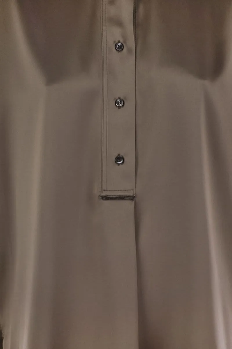 STRETCH SILK SATIN SHORT-SLEEVED SHIRT WITH NECKLACE sold by Lord & Taylor product image thumbnail 4
