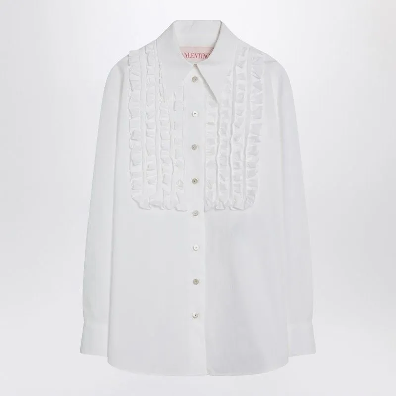 WHITE COTTON SHIRT WITH RUFFLES sold by Lord & Taylor