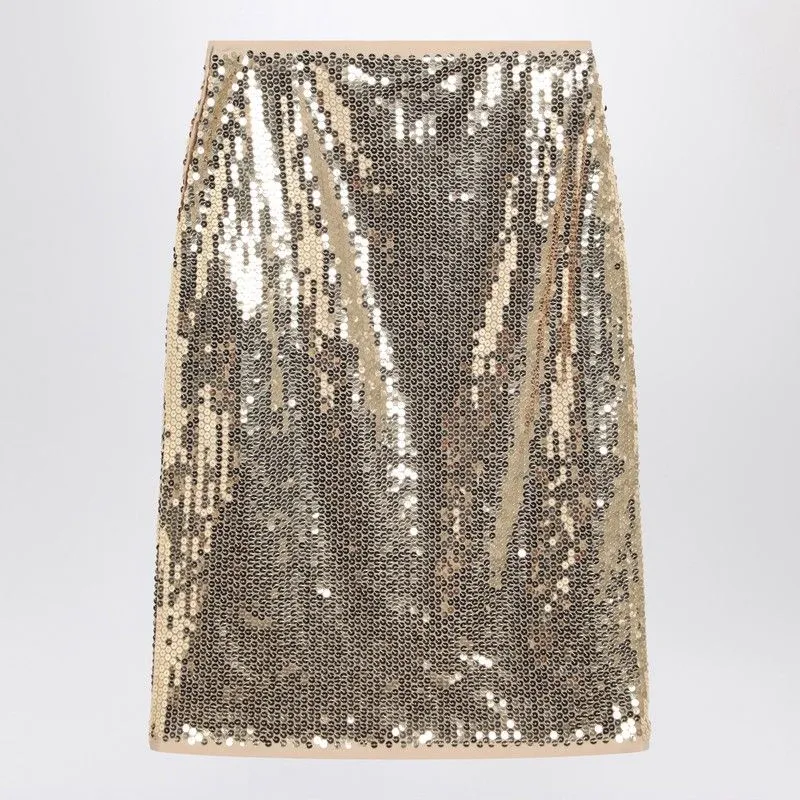 GOLD MIDI SKIRT WITH SEQUINS sold by Lord & Taylor product image thumbnail 2