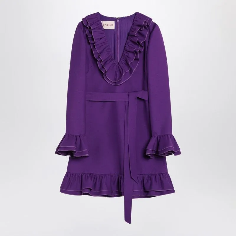 PURPLE WOOL AND SILK MINI DRESS sold by Lord & Taylor